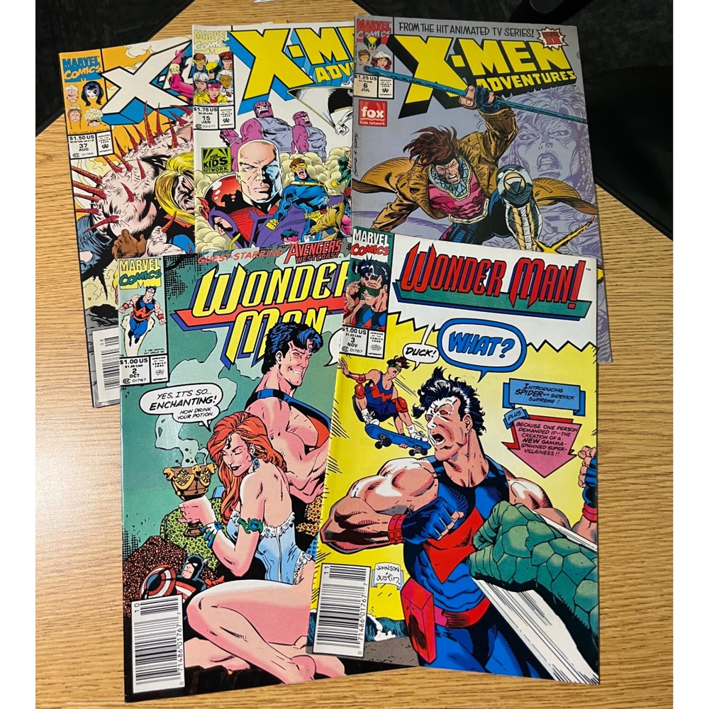 Marvel Comics Lot 5 X-Men Adventures 6 15 X-Force 37 Wonder Man 2 3 1990s Comic